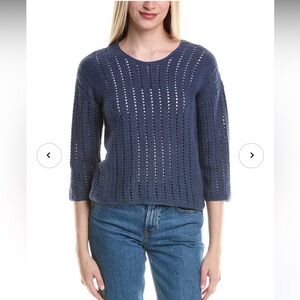 J.McLaughlin Keira Blue Open Knit Sweater Womens Size M Lightweight